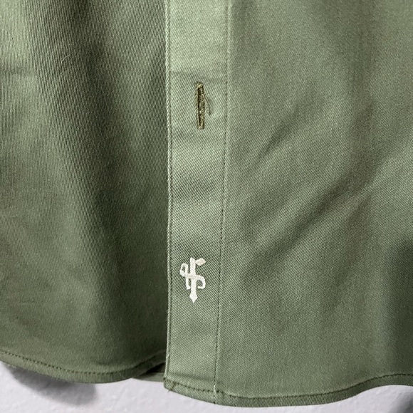 Father Sons Mens Stretch Slim Fit Button Down Shirt Green Sz LG Jas Cotton Blend - Picture 5 of 6